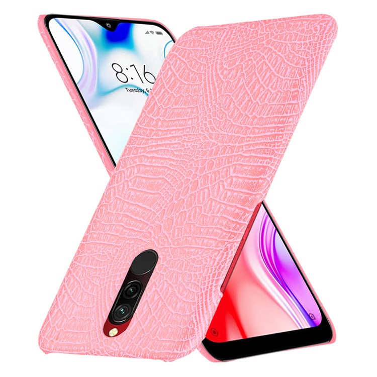 For Xiaomi Redmi 8 Case Crocodile Texture PU Leather Coated PC Phone Cover - Pink-2