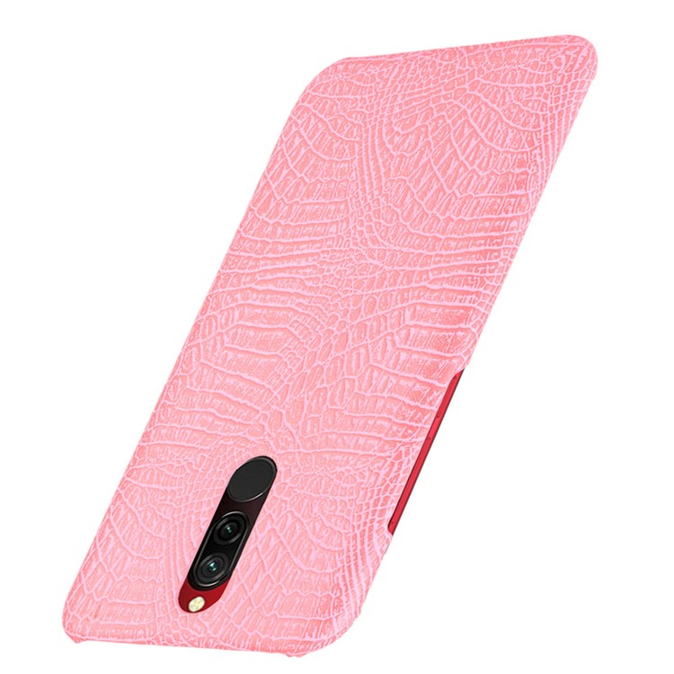 For Xiaomi Redmi 8 Case Crocodile Texture PU Leather Coated PC Phone Cover - Pink-3
