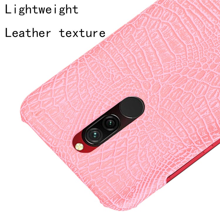 For Xiaomi Redmi 8 Case Crocodile Texture PU Leather Coated PC Phone Cover - Pink-4