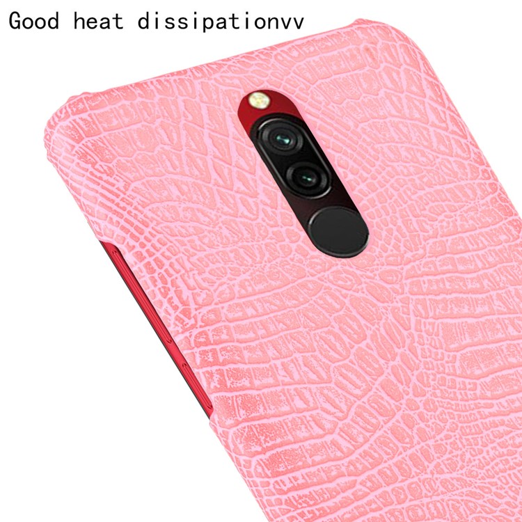 For Xiaomi Redmi 8 Case Crocodile Texture PU Leather Coated PC Phone Cover - Pink-5