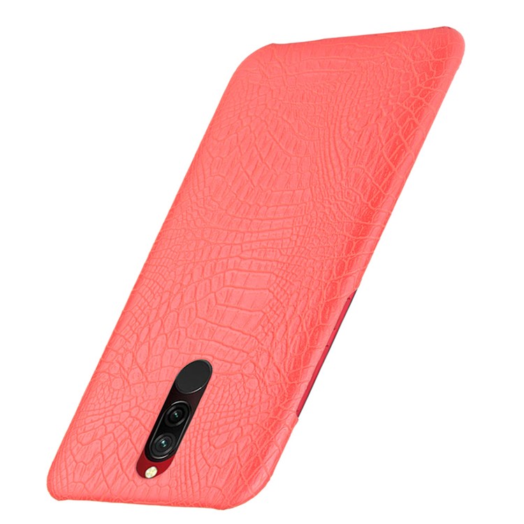 For Xiaomi Redmi 8 Case Crocodile Texture PU Leather Coated PC Phone Cover - Red-3
