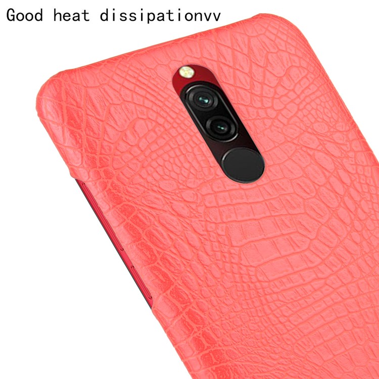 For Xiaomi Redmi 8 Case Crocodile Texture PU Leather Coated PC Phone Cover - Red-5