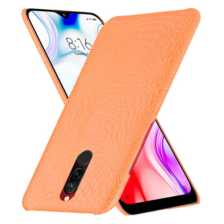 For Xiaomi Redmi 8 Case Crocodile Texture PU Leather Coated PC Phone Cover - Orange-2
