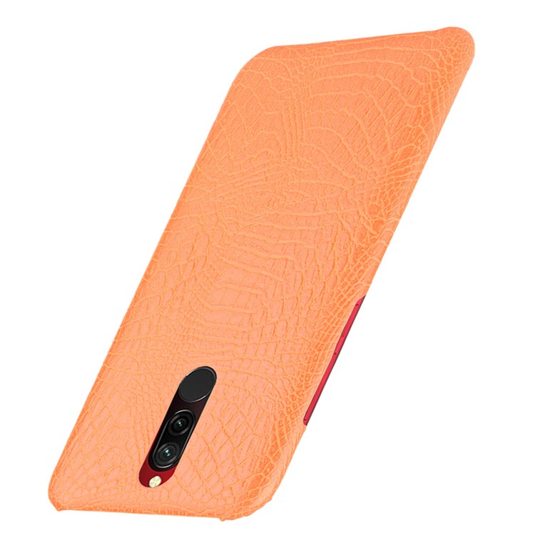 For Xiaomi Redmi 8 Case Crocodile Texture PU Leather Coated PC Phone Cover - Orange-3