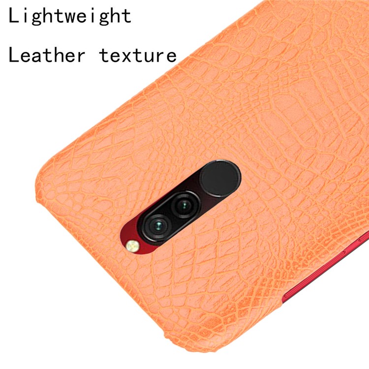 For Xiaomi Redmi 8 Case Crocodile Texture PU Leather Coated PC Phone Cover - Orange-4