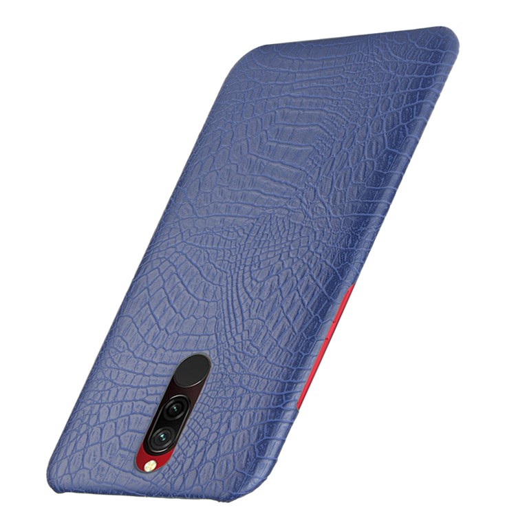 For Xiaomi Redmi 8 Case Crocodile Texture PU Leather Coated PC Phone Cover - Dark Blue-3