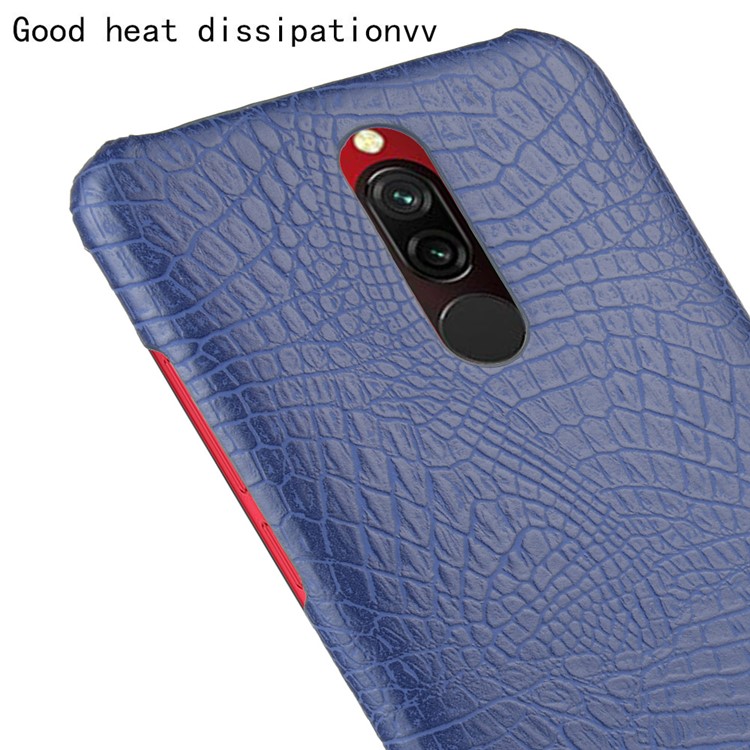 For Xiaomi Redmi 8 Case Crocodile Texture PU Leather Coated PC Phone Cover - Dark Blue-5