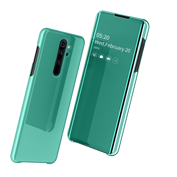 Mirror Surface View Window Leather Phone Cover for Xiaomi Redmi Note 8 Pro - Green-1