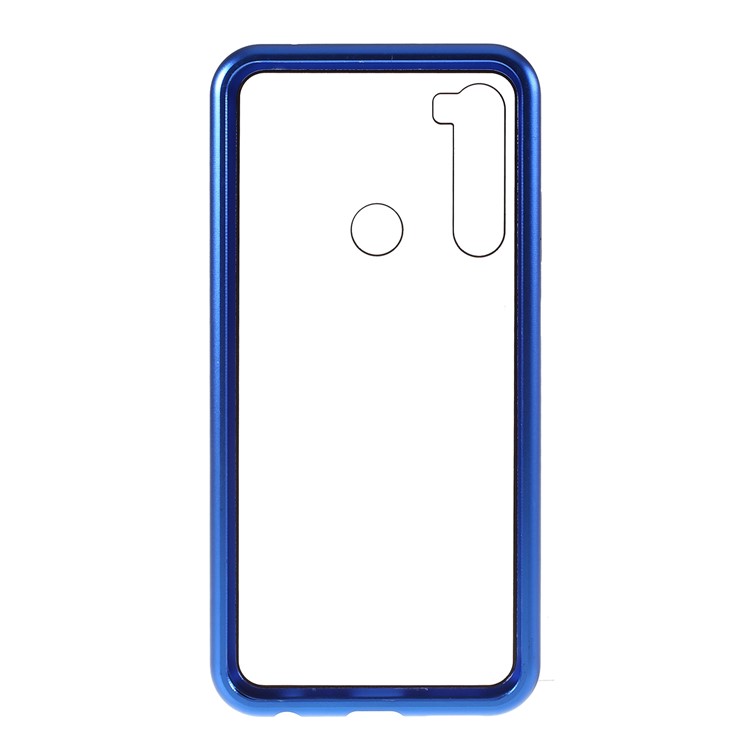 Magnetic Metal Frame + Tempered Glass Back Cell Phone Shell [Hollow Front Glass Back] for Xiaomi Redmi Note 8 - Blue-11