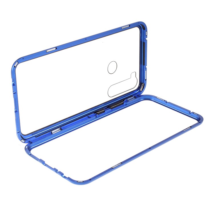 Magnetic Metal Frame + Tempered Glass Back Cell Phone Shell for Xiaomi Redmi Note 8 - Blue-13