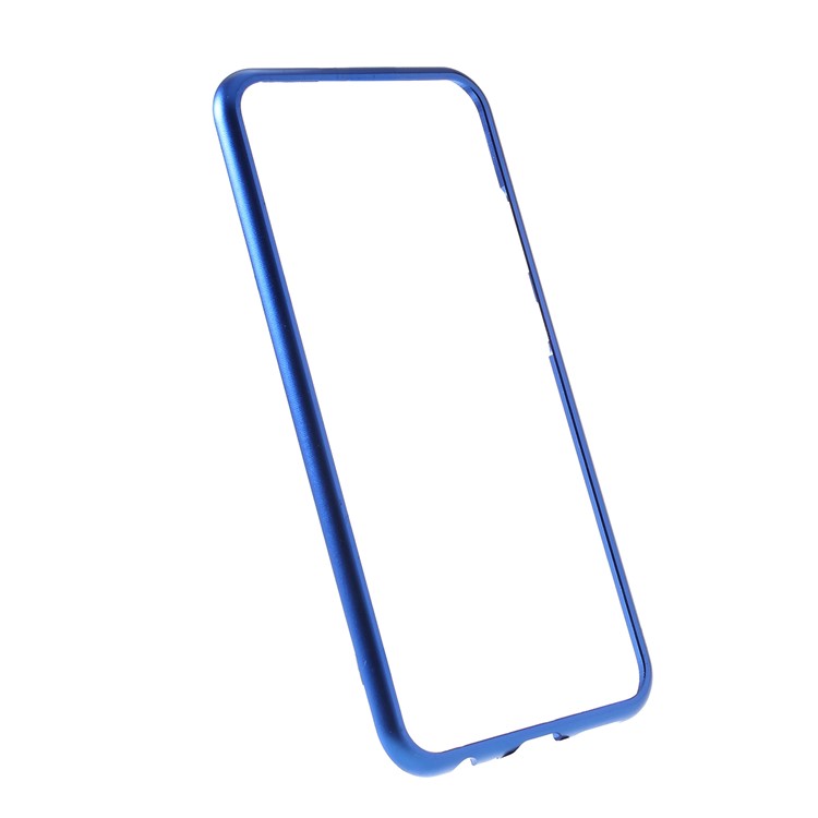 Magnetic Metal Frame + Tempered Glass Back Cell Phone Shell [Hollow Front Glass Back] for Xiaomi Redmi Note 8 - Blue-3