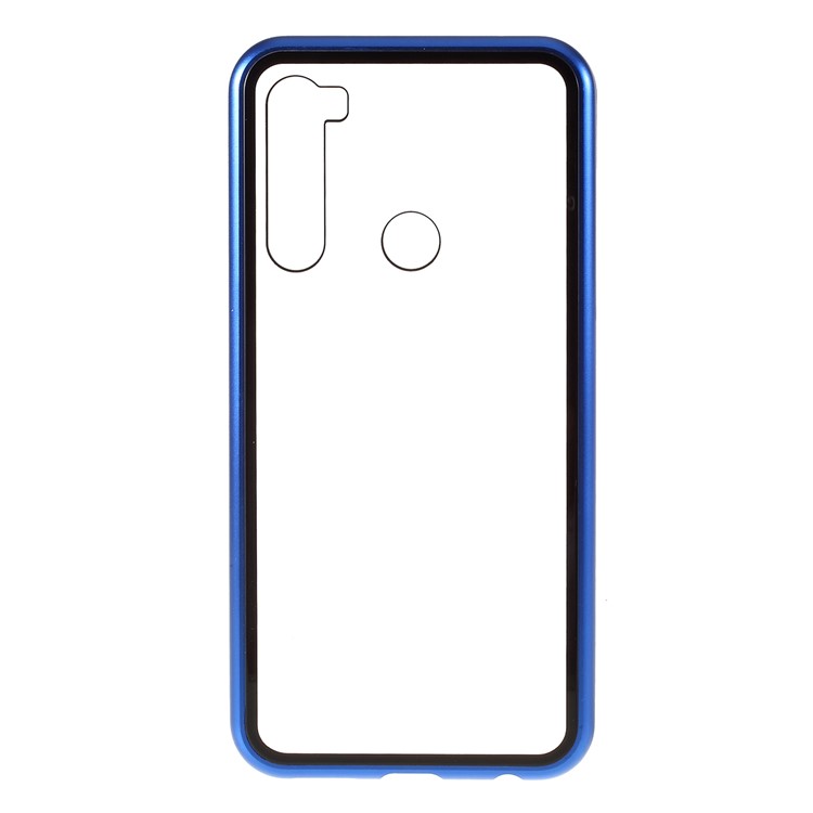 Magnetic Metal Frame + Tempered Glass Back Cell Phone Shell [Hollow Front Glass Back] for Xiaomi Redmi Note 8 - Blue-9