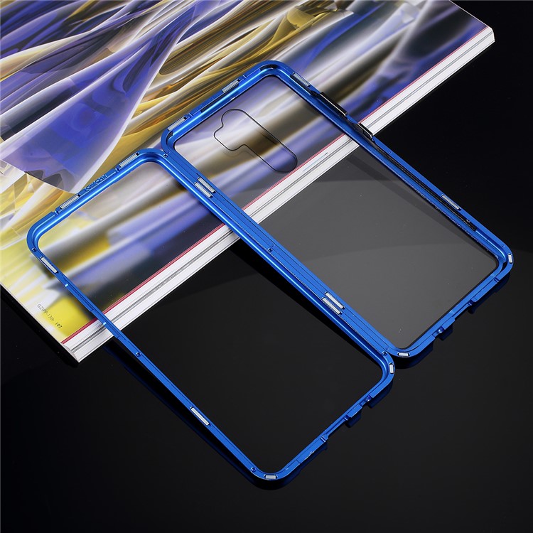 Magnetic Metal Frame + Tempered Glass Back Cell Phone Protective Cover for Xiaomi Redmi Note 8 Pro - Blue-10