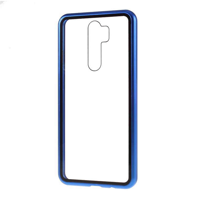 Magnetic Metal Frame + Tempered Glass Back Cell Phone Protective Cover for Xiaomi Redmi Note 8 Pro - Blue-3