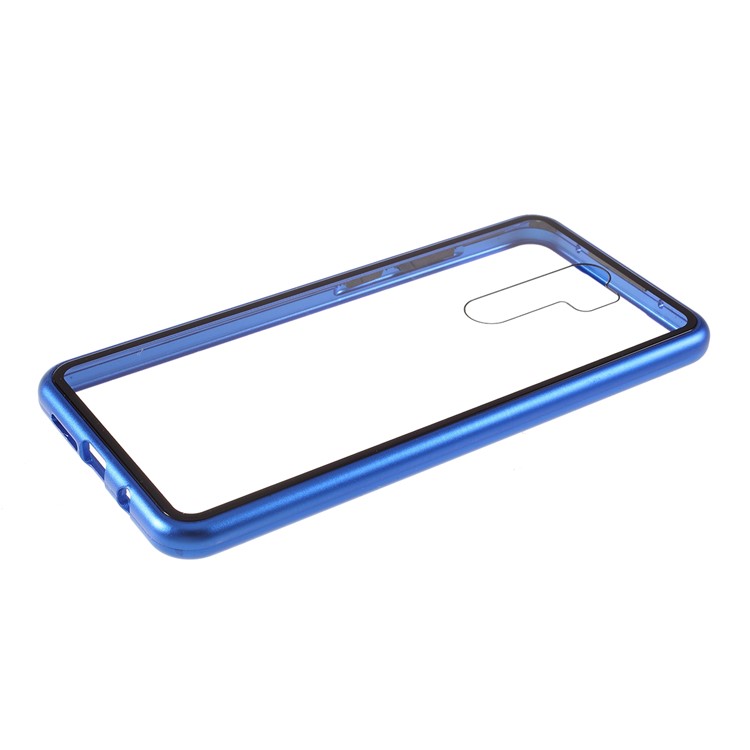 Magnetic Metal Frame + Tempered Glass Back Cell Phone Protective Cover for Xiaomi Redmi Note 8 Pro - Blue-5