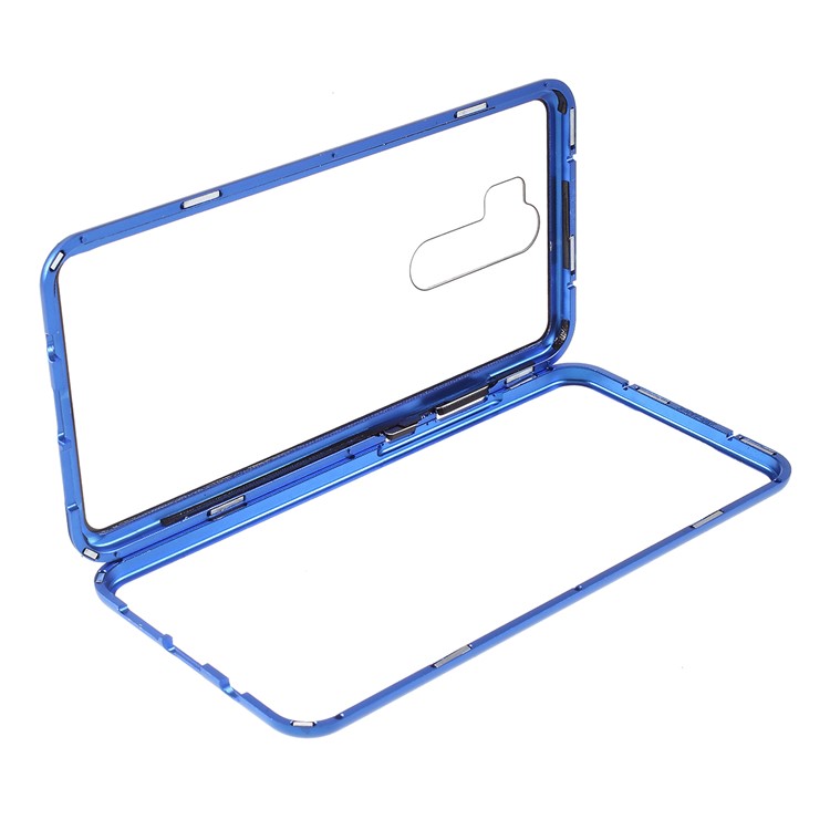 Magnetic Metal Frame + Tempered Glass Back Cell Phone Protective Cover for Xiaomi Redmi Note 8 Pro - Blue-6