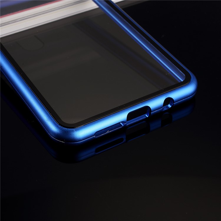 Magnetic Metal Frame + Tempered Glass Back Cell Phone Protective Cover for Xiaomi Redmi Note 8 Pro - Blue-9