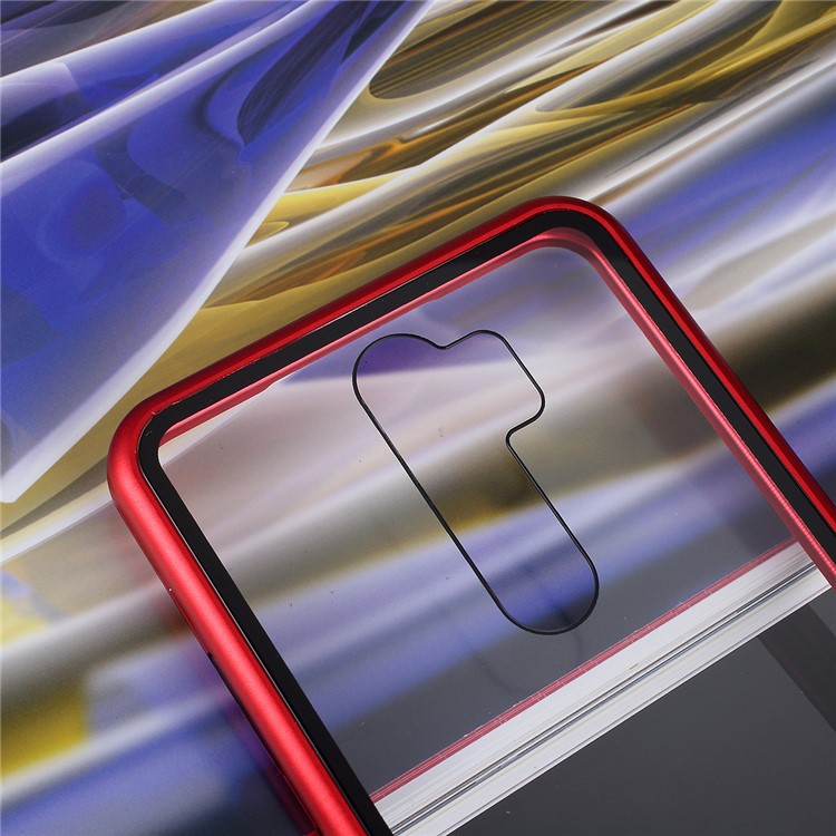 Armação De Metal Magnético + Telefone Celular Capa Protetora Volta Vidro Temperado Para Xiaomi Redmi Nota 8 Pro - Vermelho-10