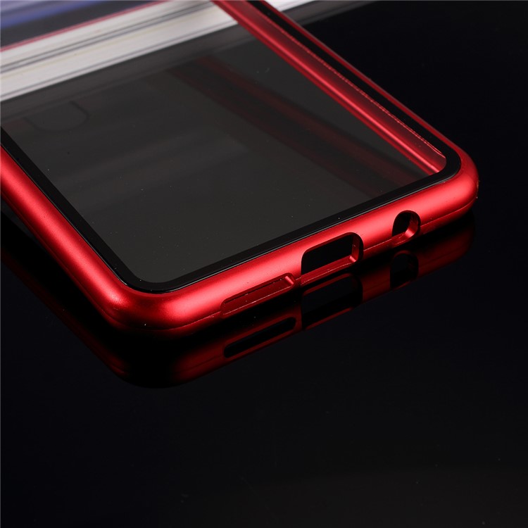 Armação De Metal Magnético + Telefone Celular Capa Protetora Volta Vidro Temperado Para Xiaomi Redmi Nota 8 Pro - Vermelho-11