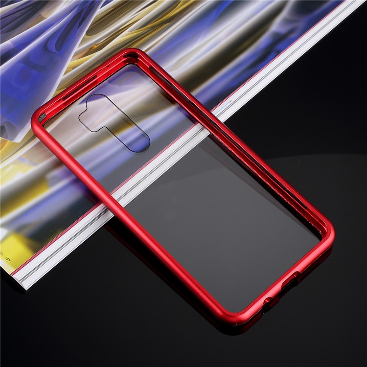 Armação De Metal Magnético + Telefone Celular Capa Protetora Volta Vidro Temperado Para Xiaomi Redmi Nota 8 Pro - Vermelho-12