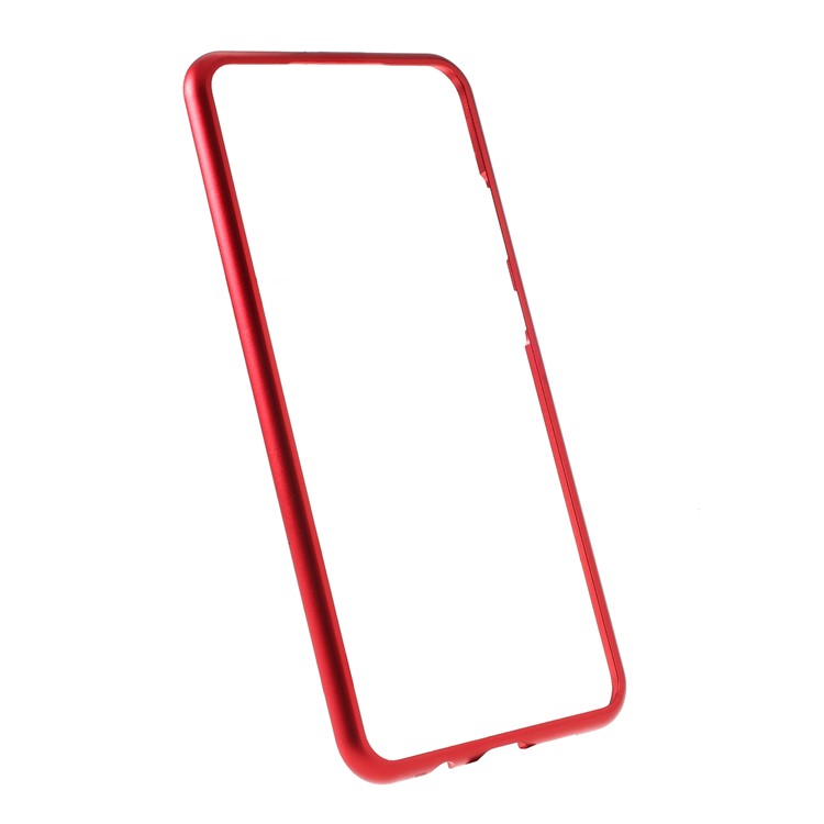 Armação De Metal Magnético + Telefone Celular Capa Protetora Volta Vidro Temperado Para Xiaomi Redmi Nota 8 Pro - Vermelho-3
