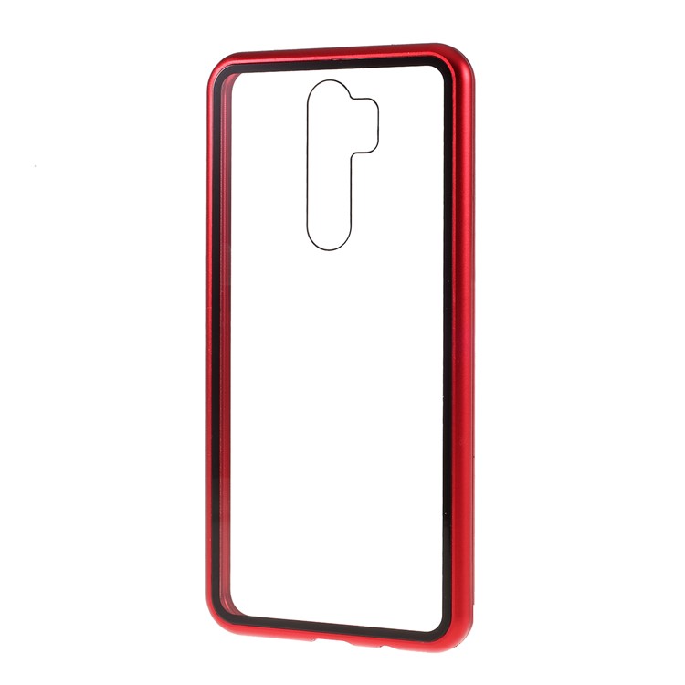 Armação De Metal Magnético + Telefone Celular Capa Protetora Volta Vidro Temperado Para Xiaomi Redmi Nota 8 Pro - Vermelho-5