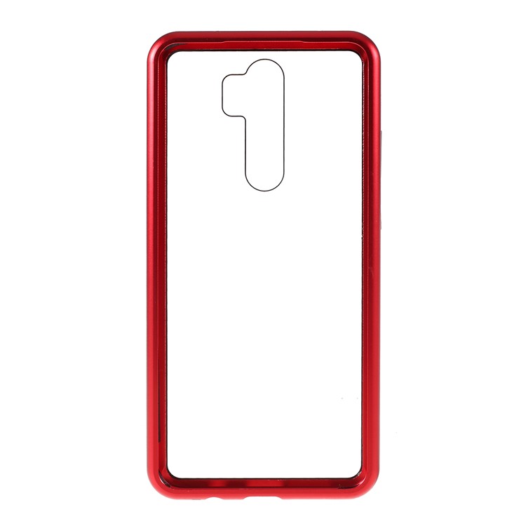 Armação De Metal Magnético + Telefone Celular Capa Protetora Volta Vidro Temperado Para Xiaomi Redmi Nota 8 Pro - Vermelho-6