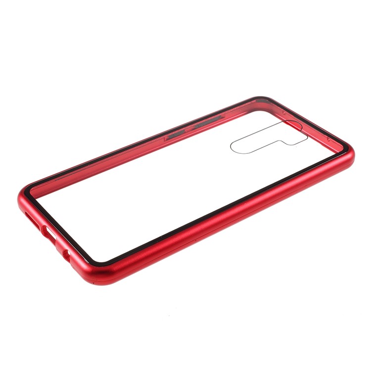 Armação De Metal Magnético + Telefone Celular Capa Protetora Volta Vidro Temperado Para Xiaomi Redmi Nota 8 Pro - Vermelho-7