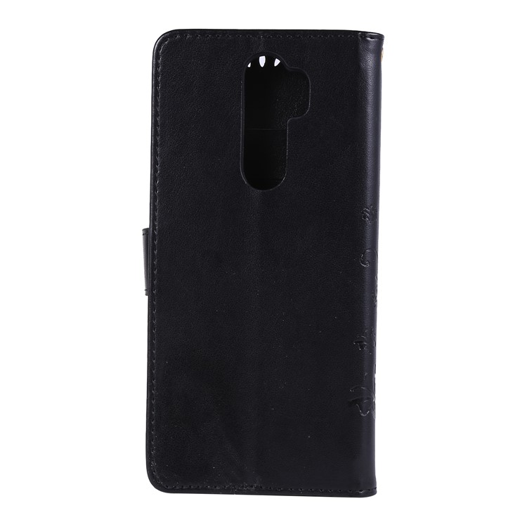 Imprint Butterfly Flower PU Leather Wallet Case for Xiaomi Redmi Note 8 Pro - Black-2