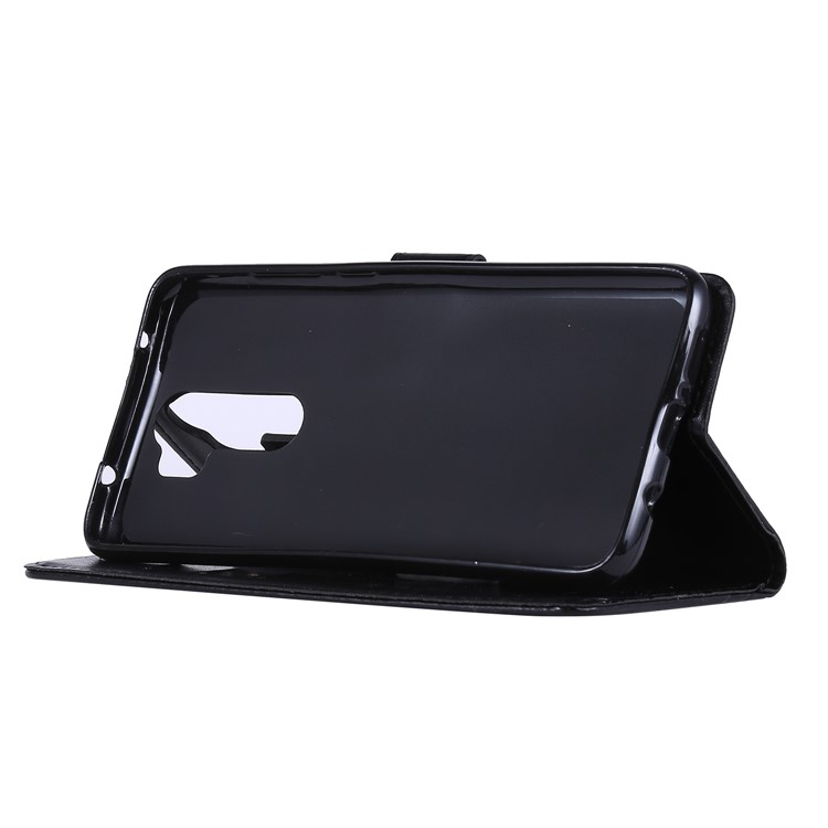Imprint Butterfly Flower PU Leather Wallet Case for Xiaomi Redmi Note 8 Pro - Black-3