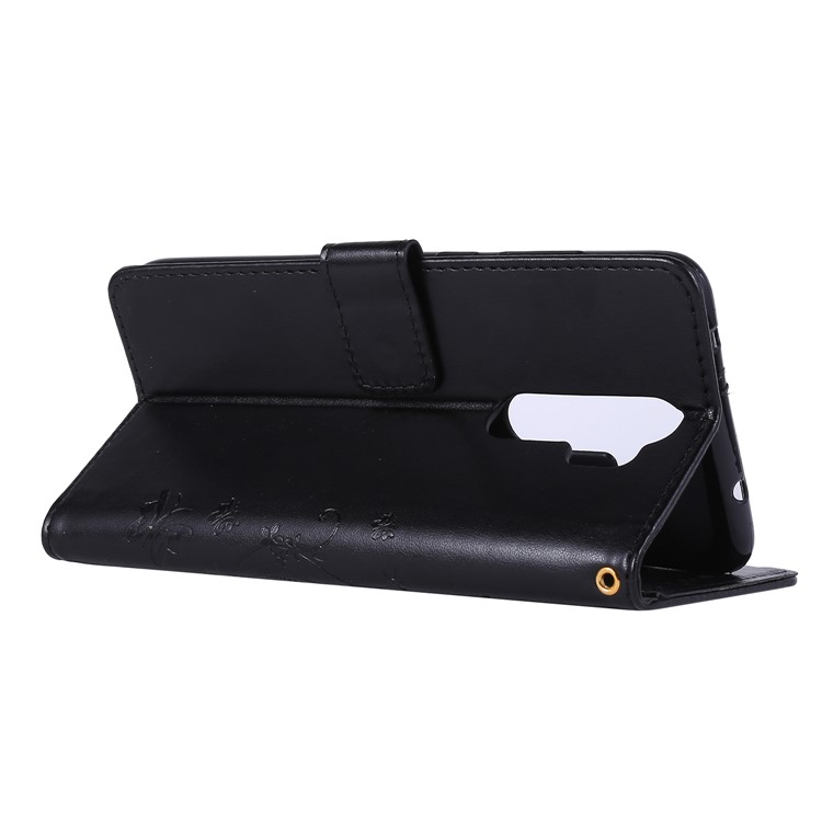 Imprint Butterfly Flower PU Leather Wallet Case for Xiaomi Redmi Note 8 Pro - Black-4
