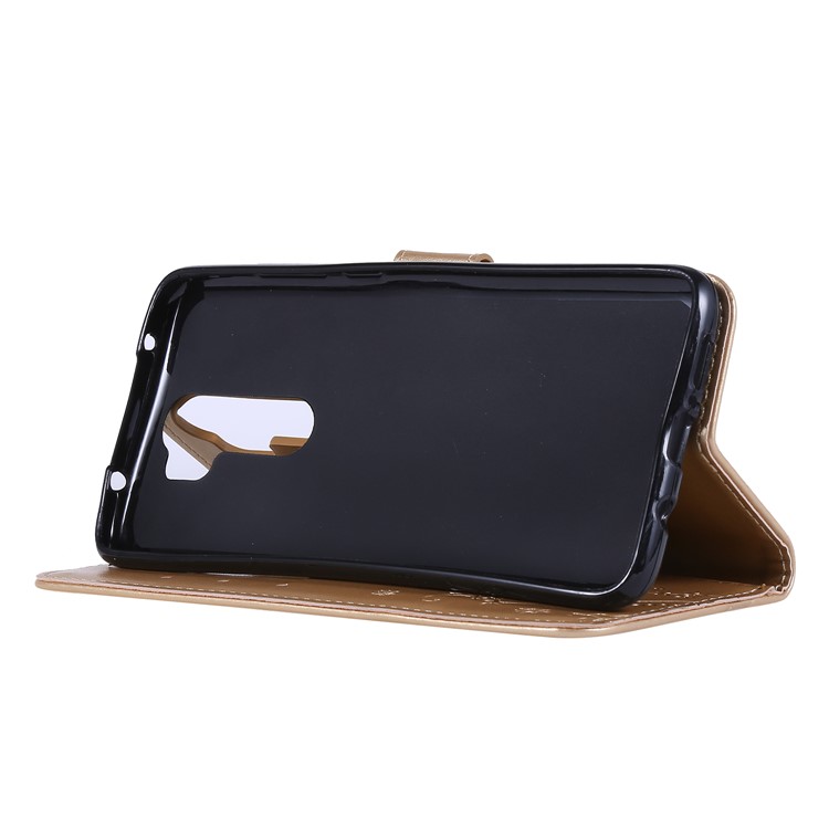 Imprint Butterfly Flower PU Leather Wallet Case for Xiaomi Redmi Note 8 Pro - Gold-3