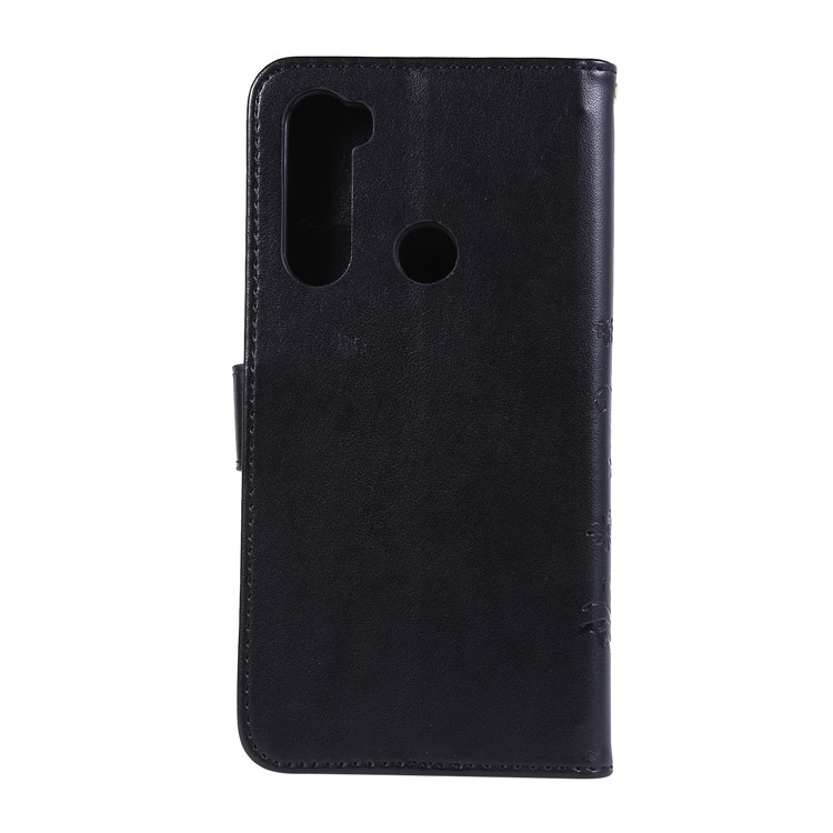 Imprint Butterfly Flower Wallet Leather Stand Case for Xiaomi Redmi Note 8 - Black-2