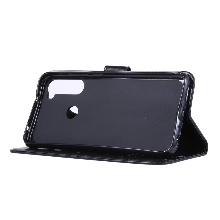 Imprint Butterfly Flower Wallet Leather Stand Case for Xiaomi Redmi Note 8 - Black-3