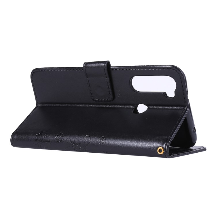 Imprint Butterfly Flower Wallet Leather Stand Case for Xiaomi Redmi Note 8 - Black-4
