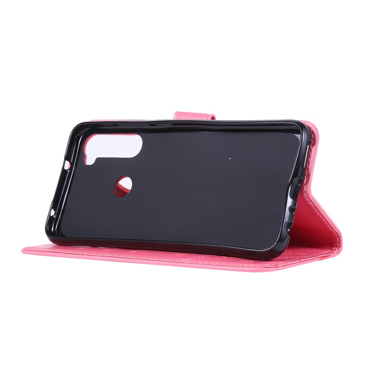 Imprint Butterfly Flower Wallet Leather Stand Case for Xiaomi Redmi Note 8 - Pink-3