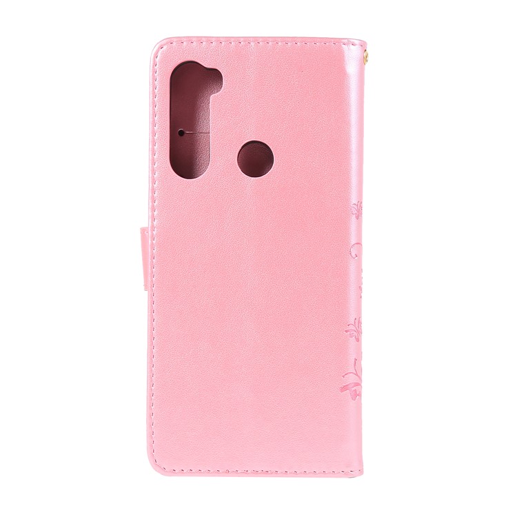 Imprint Butterfly Flower Wallet Leather Stand Case for Xiaomi Redmi Note 8 - Rose Gold-2