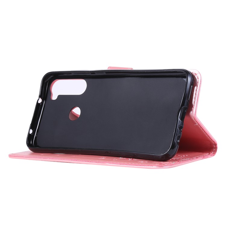 Imprint Butterfly Flower Wallet Leather Stand Case for Xiaomi Redmi Note 8 - Rose Gold-3