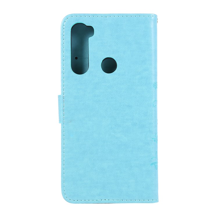 Imprint Butterfly Flower Wallet Leather Stand Case for Xiaomi Redmi Note 8 - Baby Blue-2