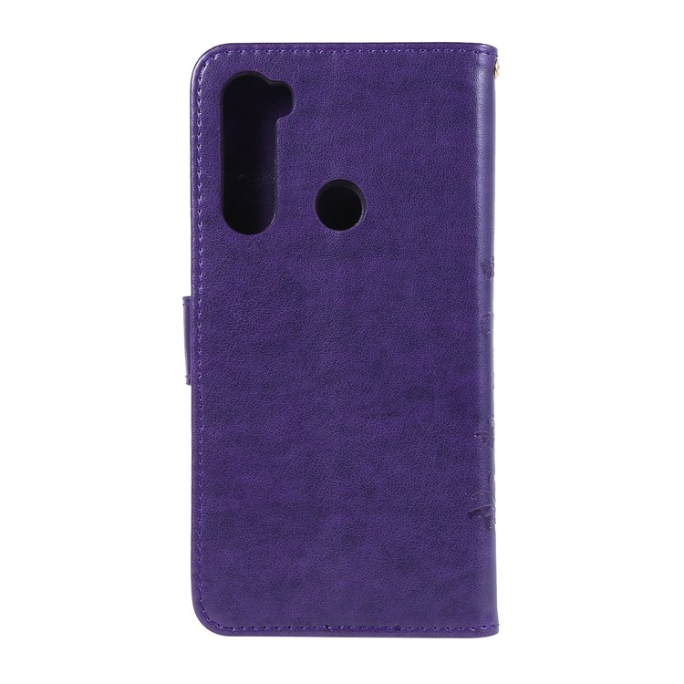 Imprint Butterfly Flower Wallet Leather Stand Case for Xiaomi Redmi Note 8 - Dark Purple-2
