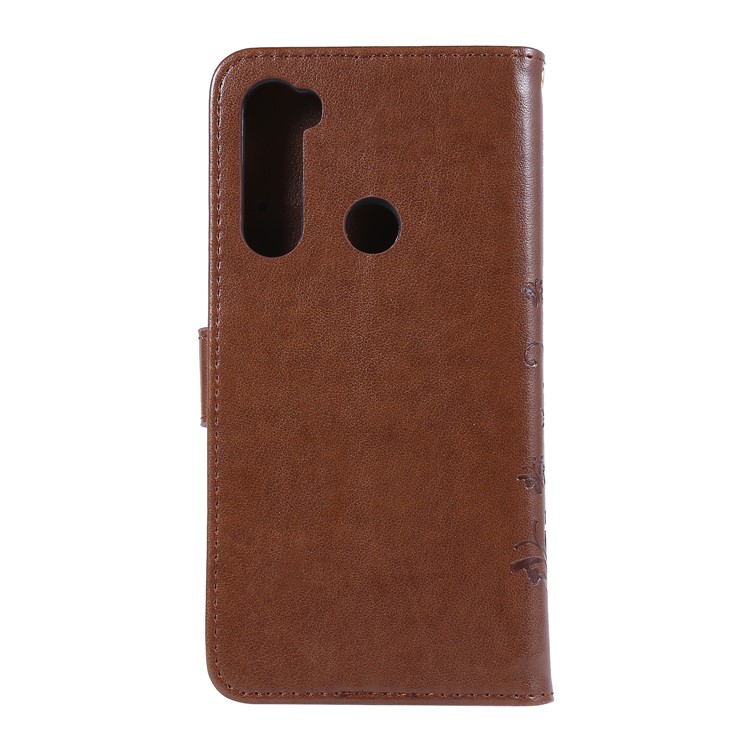 Imprint Butterfly Flower Wallet Leather Stand Case for Xiaomi Redmi Note 8 - Brown-2