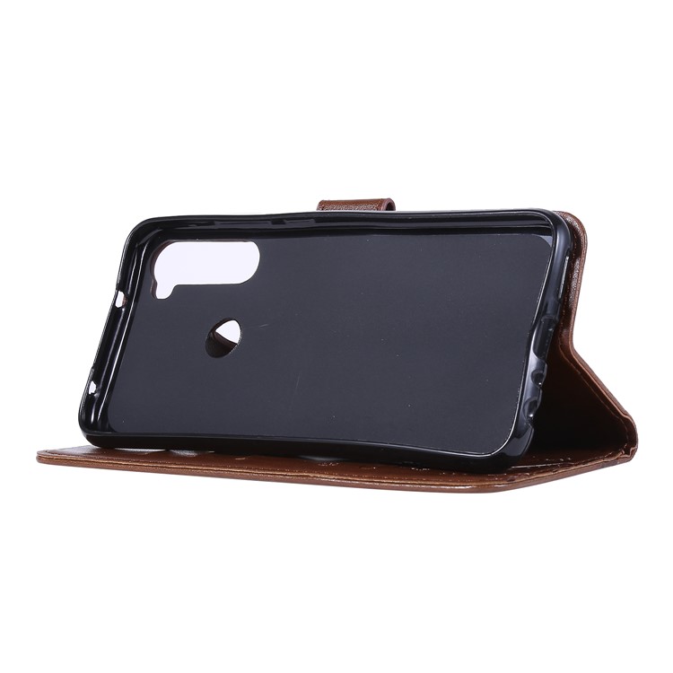Imprint Butterfly Flower Wallet Leather Stand Case for Xiaomi Redmi Note 8 - Brown-3