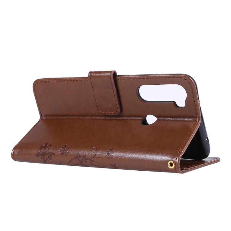 Imprint Butterfly Flower Wallet Leather Stand Case for Xiaomi Redmi Note 8 - Brown-4