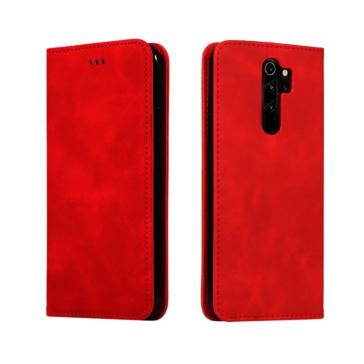 Business Style PU Leather Stand Phone Case for Xiaomi Redmi Note 8 Pro - Red-2