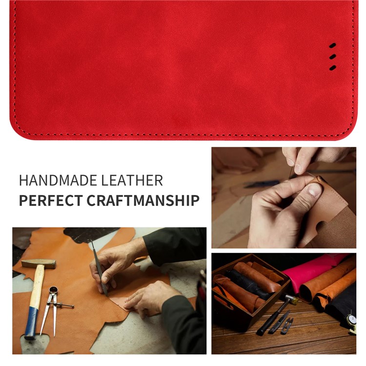 Business Style PU Leather Stand Phone Case for Xiaomi Redmi Note 8 Pro - Red-7