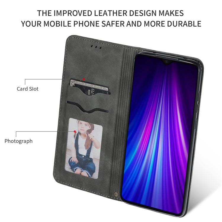 Business Style PU Leather Stand Phone Case for Xiaomi Redmi Note 8 Pro - Black-3