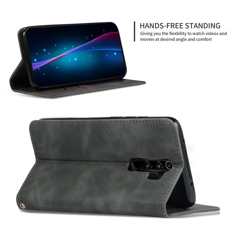 Business Style PU Leather Stand Phone Case for Xiaomi Redmi Note 8 Pro - Black-5