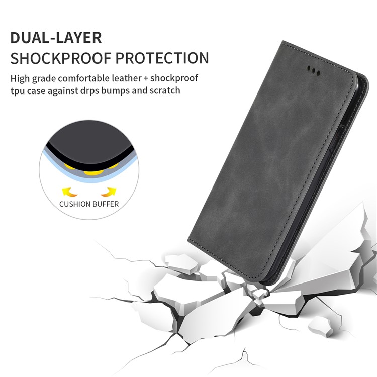 Business Style PU Leather Stand Phone Case for Xiaomi Redmi Note 8 Pro - Black-6