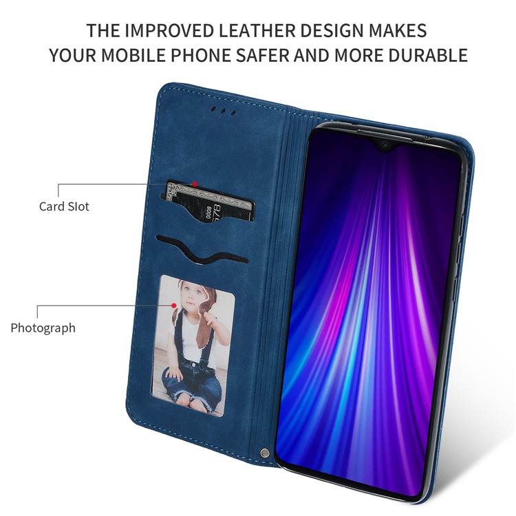 Caja Del Teléfono Del Estilo Del Negocio De La PU Del Cuero Del Soporte Para Xiaomi Redmi Nota 8 Pro - Azul-3