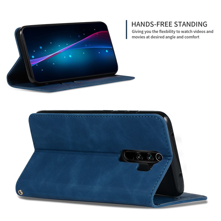 Caja Del Teléfono Del Estilo Del Negocio De La PU Del Cuero Del Soporte Para Xiaomi Redmi Nota 8 Pro - Azul-5